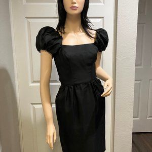 Vintage 1960 Little Black Party Dress. Posh Puffed Sleeves.Slim fit. Sz: 3jr